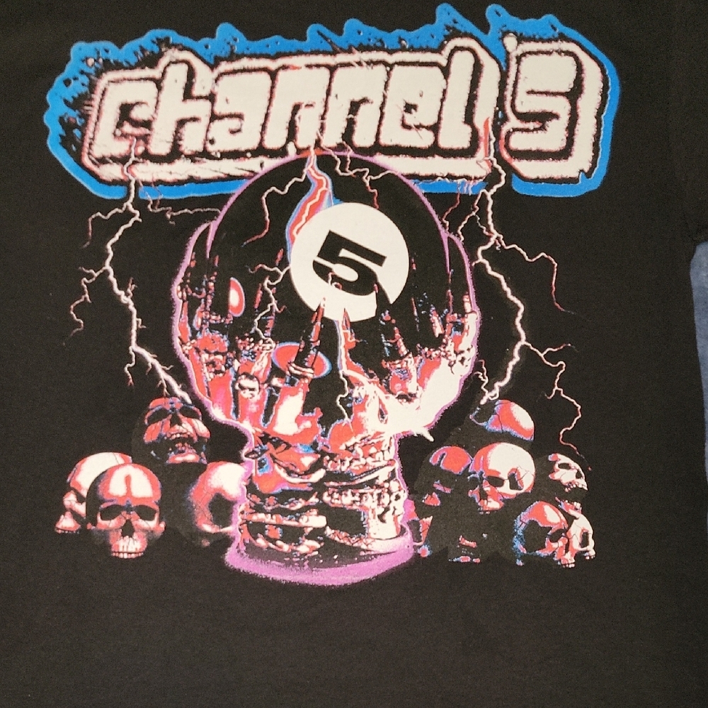 Black Graphic T-Shirt with Channel 5 Design - Picture 2 of 4